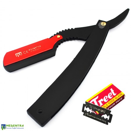 Black Barber Straight Shaving Razor (Curved Neck)