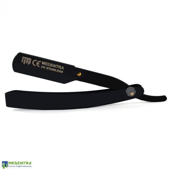 Black Barber Straight Shaving Razor (Golden Screw)