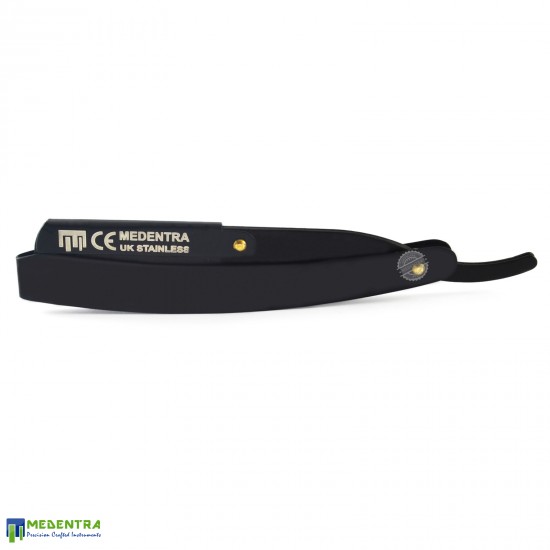 Black Barber Straight Shaving Razor (Golden Screw)