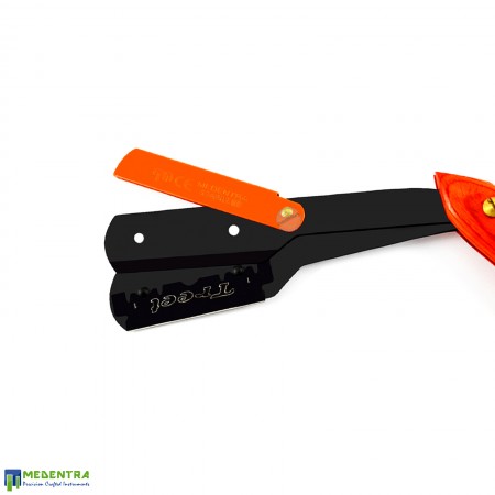 Orange Barber Hair Shaving Razor (Wooden Handle) Orange Barber Hair Shaving Razor (Wooden Handle)