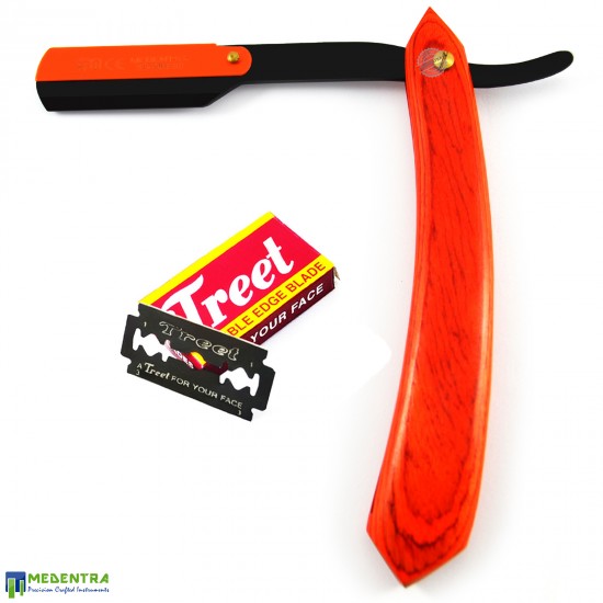 Orange Barber Hair Shaving Razor (Wooden Handle) Orange Barber Hair Shaving Razor (Wooden Handle)