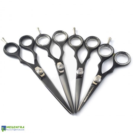 Black Barber Scissors Set 4.5", 5.0", 5.5", 6.0"