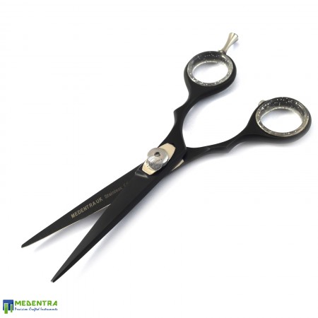Black Hairdressing Scissors With Comb 