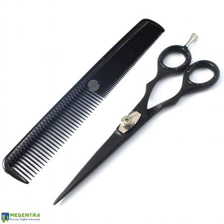 Black Hairdressing Scissors With Comb 