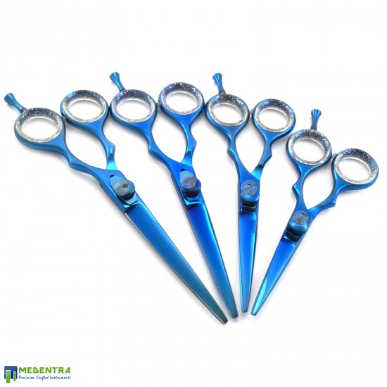 Blue Barber Scissors Set 4.5", 5.0", 5.5", 6.0"