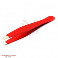 Red Hair Removal Tweezers Slanted Tip 
