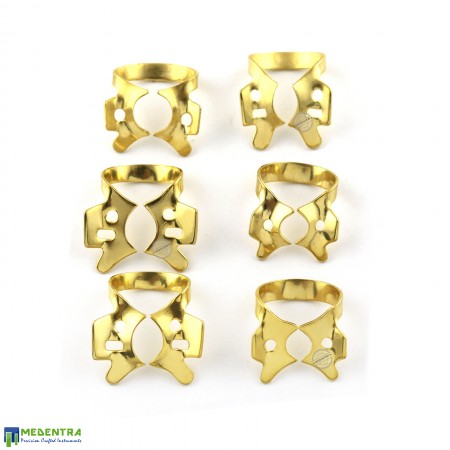 4Pcs Dental Rubber Dam Clamps Gold Coated